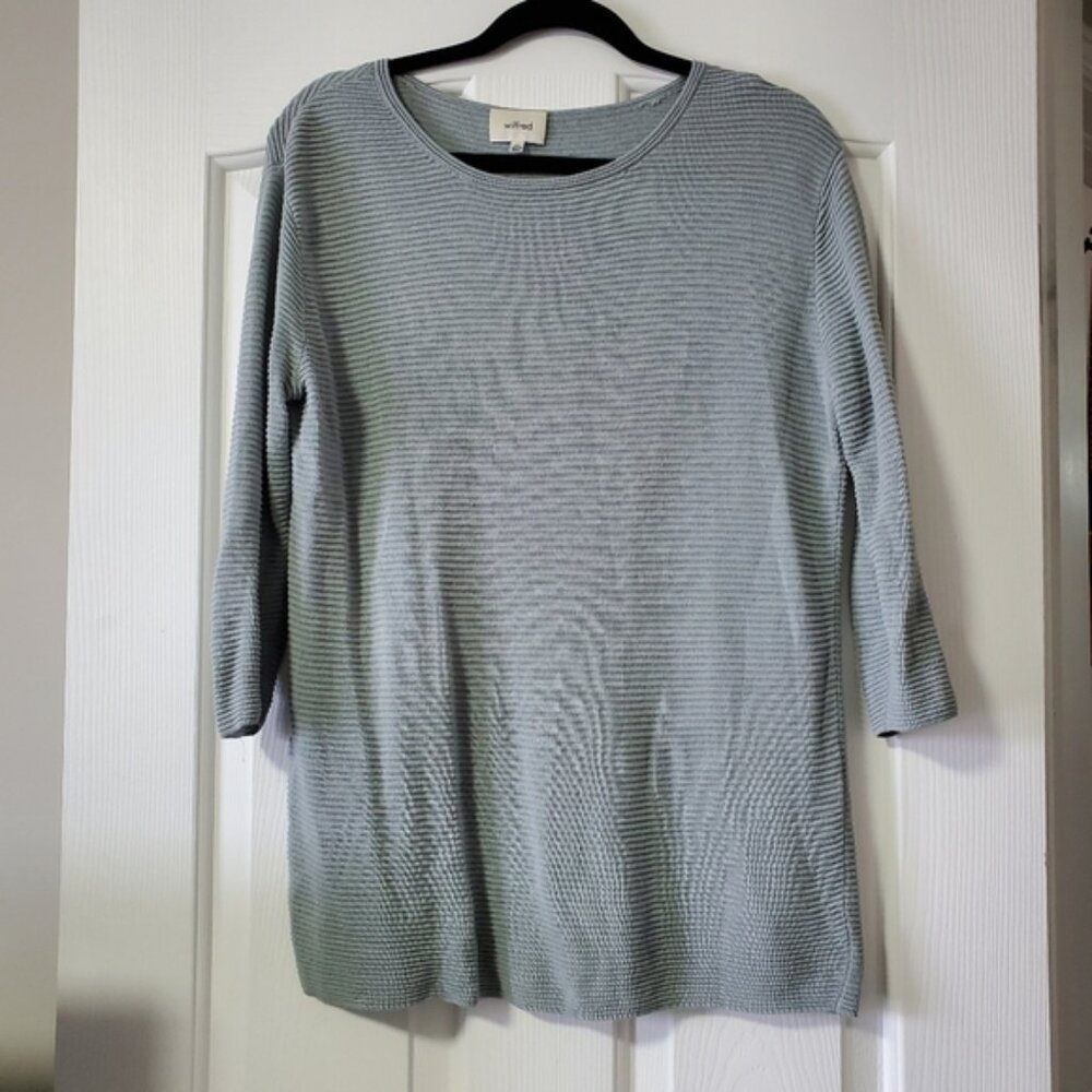 Aritzia Wilfred Blanchard Sweater Grey Linen Ribbed Italian yarn - Picture 3 of 6